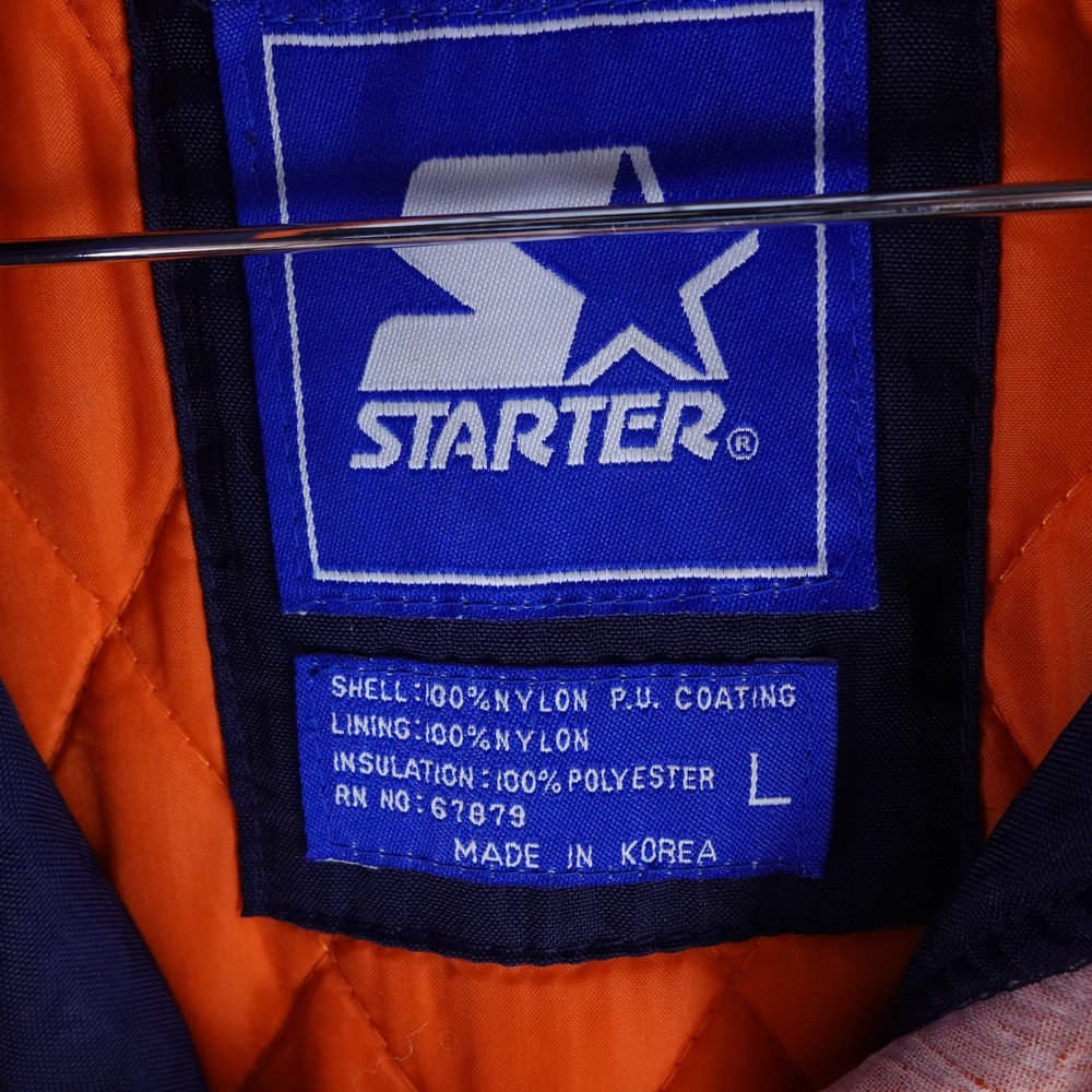 Vintage Starter Mens Large Syracuse University Anorak Jacket Blue Orange Puffer - Picture 3 of 6
